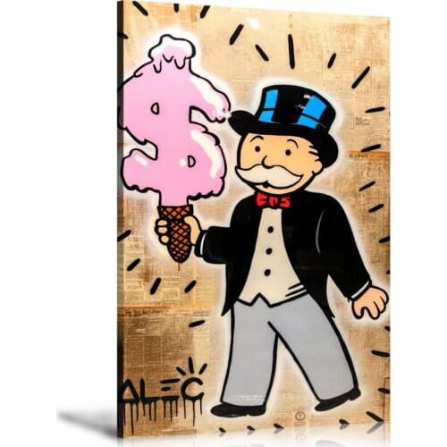 Canvas Painting Graffiti Print Modular Alec Monopoly Poster Ice Cream Wall Art HD Pictures Dollar Home Decor Bedroom Framework