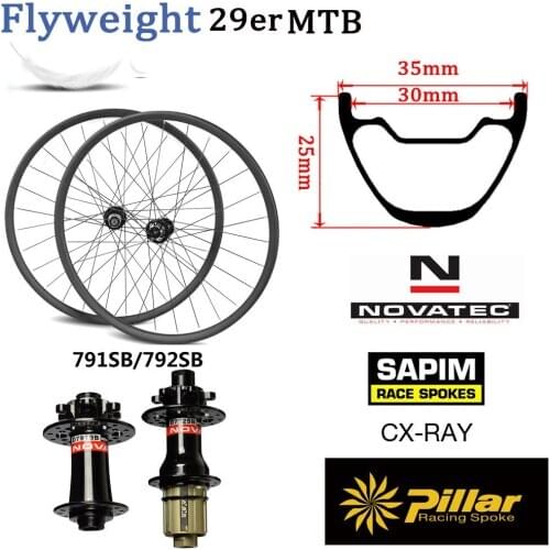 HULKWHEELS Super light Weight Carbon Fiber 29er MTB Rim For XC Mountain Bike Wheelset Chinese Wheel With NOVATEC D791/D792 Hub