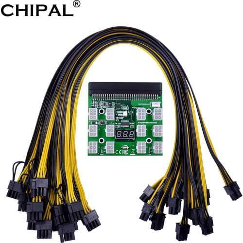 CHIPAL Power Module Breakout Board Kits with 12pcs 17pcs 6Pin to 6+2 8Pin Power Cable for HP 1200W 750W PSU GPU Mining Ethereum