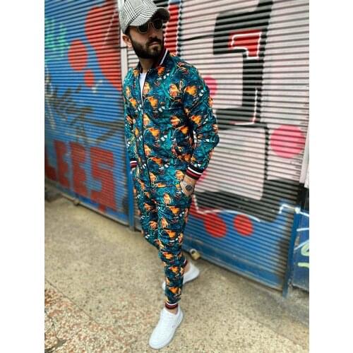 New Gentlemen Set Zipper jacket suit Men Set Track suit Men Sportsuits Long Sleeve stripe Coat+Pants Gyms Casual Sportswear Suit