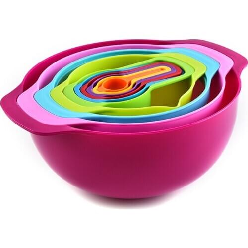 10pc Kitchen measuring tools Powder sieve vegetable washing drain basket Scale measuring spoon Plastic measuring cup spoon set