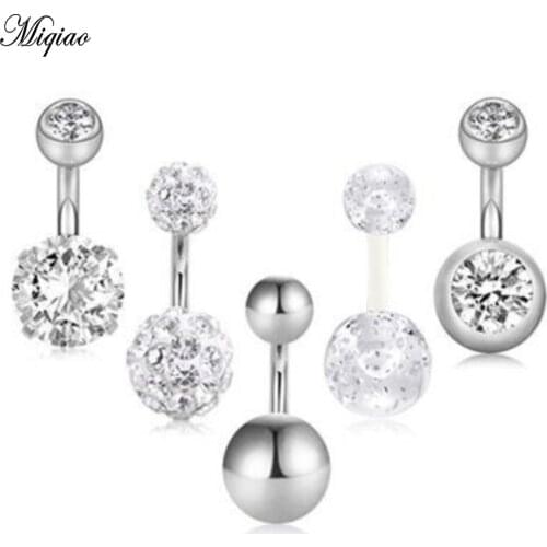 Miqiao Hot Body Piercing 5 Piece Set Stainless Steel Piercing Jewelry Ring Navel Nail BELLY RINGS