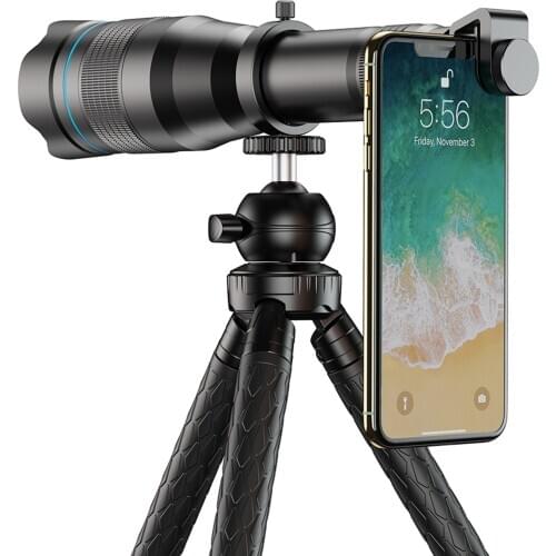 HD 60X Monocular Telescope Telephoto Lens With Phone Clip Tripod And Storage Bag Professional Cell Phone Camera Lens For Iphone