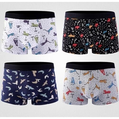 Pure cotton Men Underwear Printed Homewear Shorts Breathable Shorts Solid Flexible Underpants Fashion Shorts Cuecas