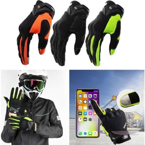 Portable Motocycle Motocross Breathable Riding Racing Locomotive Screen Touch Full Finger Gloves 3 Color M-XXLL
