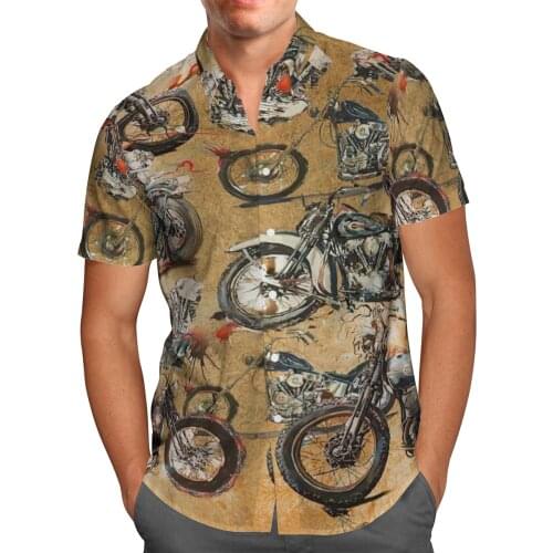 Motorcycle 3D Beach Hawaiian 2021 Summer Vintage Shirt Short Sleeve Shirt Streetwear Oversized 5XL Camisa Social Chemise Homme
