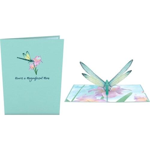 Handmade 3D Dragonfly Pop Up Greeting Card Valentines Day Gifts for Daughter Christmas Wedding Postcard