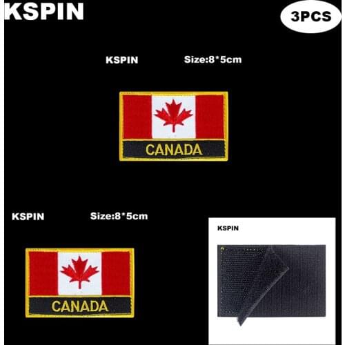 Rectangle National Flag Patch Hook Loop Canada Badges Armband 3D Stick on Jacket Backpack Stickers