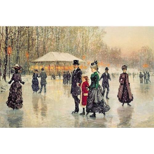Needlework,DIY A warm family Play snow Park Cross stitch,Sets For Embroidery kits,people patterns Counted Cross-Stitching