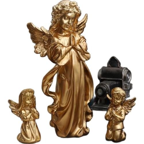 Nordic Golden Angel Ornaments Figure Statue Creative Art Sculptures Miniature Model Decoration Modern Home Decoration Accessorie