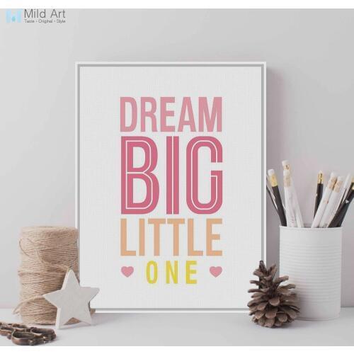 Modern Motivational Typography Dream Quotes A4 Pink Large Art Prints Poster Wall Pictures Canvas Painting Kids Room Home Decor