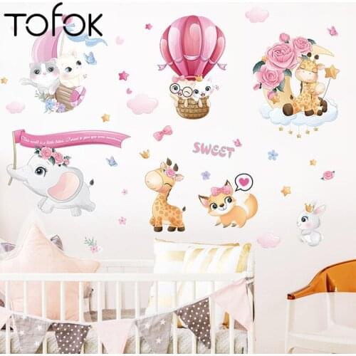 Tofok Watercolor Cartoon SWEET Balloon Decoration Wall Stickers Baby Kids Room Art Mural Decals Adhesive Home Nursery Decorative