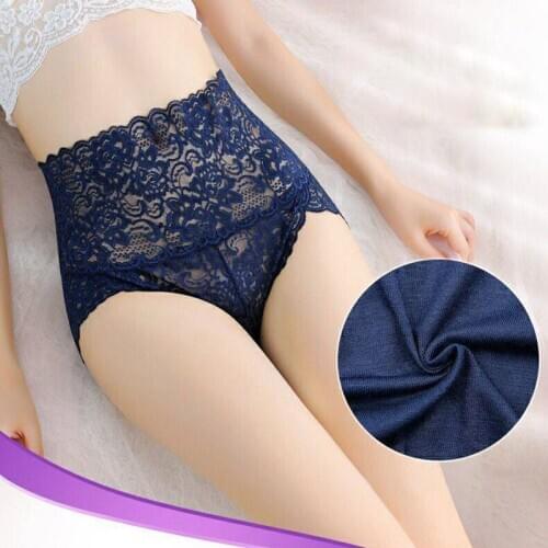 Q M/L/XL/XXL/XXXL Nylon Ladies Panties Women Underwear High Waist Briefs Floral Lace Sexy Breathable Underpants 1Pcs