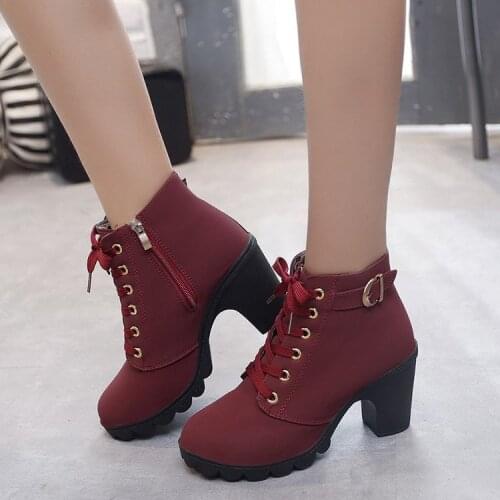 Plus Size 35-43 Winter Casual Women Pumps Warm Ankle Boots Waterproof High Heels Snow 2020 Shoes Botas Patent Botas ghn78