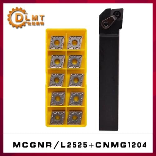 1PC MCGNR MCGNL Lathe Turning Tools MCGNR2525M12 MCGNL2525M12 +10PCS CNMG Carbide Insert CNMG120404 CNMG120408