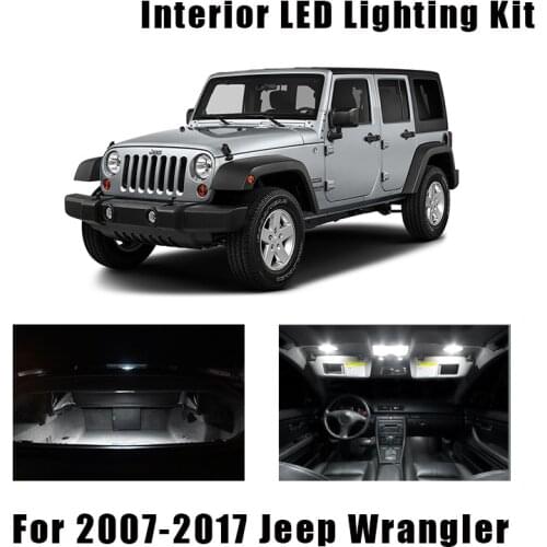 10 Bulbs White Canbus LED Car Map Dome Light Interior Kit Fit For Jeep Wrangler 2007-2015 2016 2017 Trunk License Plate Lamp