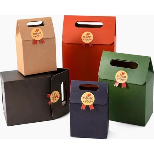 2 sizes Medium cardboard gift bag carton bag for tea,small packing kraft paper bags,food container bag with handle