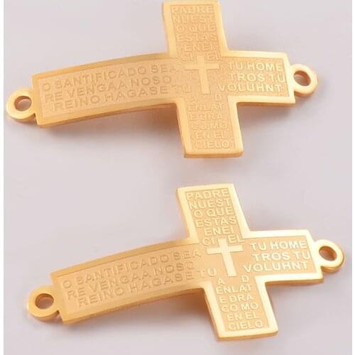 5Pcs Stainless Steel Cross Pendants Metal Fashion Charms Connectors for Bracelets DIY Jewelry Making Religious Cross Handmade