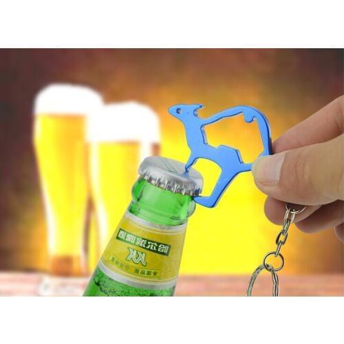 500pcs Kangaroo shape Metal Bottle Opener Can opener with Keyring Keychain Promotional Gift