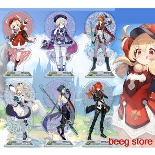 Anime Game Genshin Impact Zhongli mona Character Acrylic Figure Stand Model Plate Desk Decor Barbara Jean Lisa figure Standing