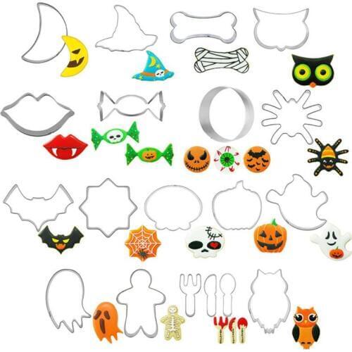3D Halloween Cookie Cutter Biscuit Mould Stainless Steel Fondant Mould Creative DIY Baking Tools Kitchen Cookie Decorating Tools