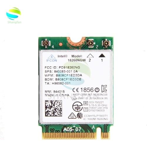 Wireless Adapter Card for 867Mbps Intel 18260 18260NGW Tri-Band Wireless-AC M.2 NGFF Wifi bluetooth BT 4.2