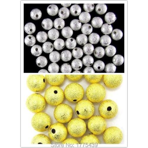Free Shipping 200Pcs/Lot stardust Brass Round spacer Beads 6 8 10 MM Pick Size For Jewelry Making diy