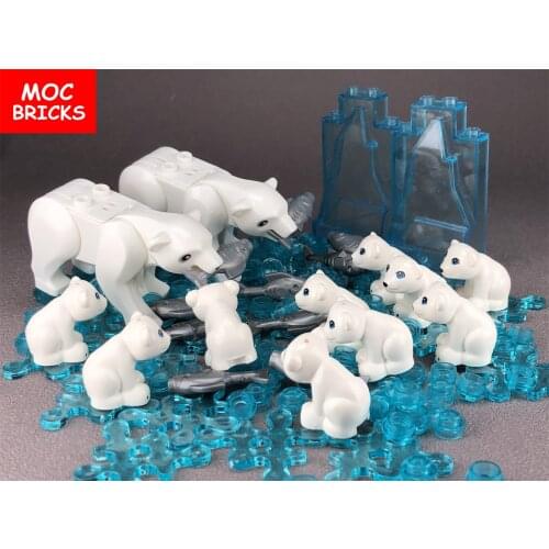 1set/lot MOC Bricks animal polar bears Dolls Educational Building Blocks Figure DIY toys for children gifts