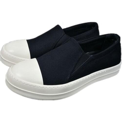 Thick Sole Men Canvas Shoes Platform Boots Plus Size Mens Genuine Leather Loafers