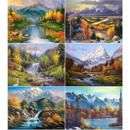 AZQSD Diamond Art Painting Kits Natural Picture Of Rhinestones Diamond Mosaic Scency Cross Stitch Needlework Handmade Gift