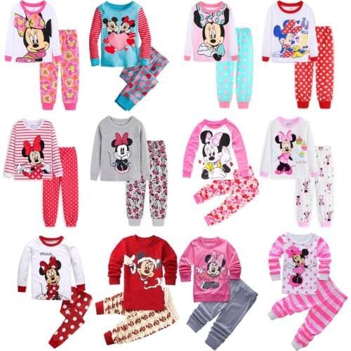 New Disney Childrens Clothing Sets Sleepwear Clothes Kids Mickey Collection Pajamas Set Baby Girl Pijamas Minnie Pyjamas Pjs