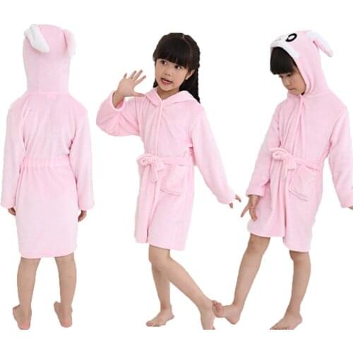 Toddler Girls Pajama Bathrobe Cartoon Animal Children Sleepwear Towels Pijama Infantil Bath Towel Robe Towel Baby Bathing Robe