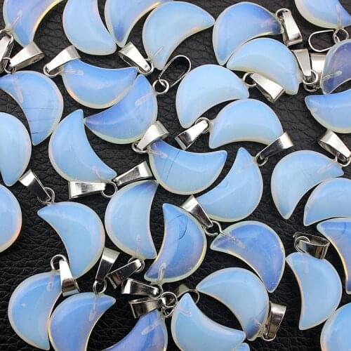 LOT 10pcs Fashion Natural stones charms moonstones moon charms pendants for jewelry making