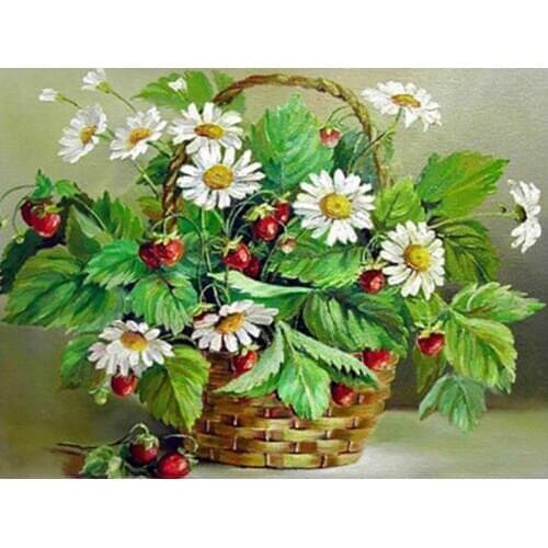 Full round diamond painting daisy basket flower rhinestone embroidery picture diamond dotz craft mosaic art wall stickers decor