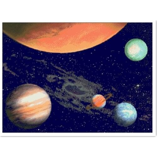 The Planets cross stitch package stars in sky 18ct 14ct 11ct deep blue cotton thread embroidery DIY handmade needlework