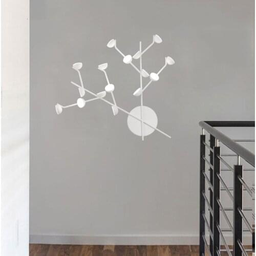 Art Design LED Wall Sconce White Black Nordic Iron Wall Lamps Bedroom Loft Foyer LED Wall Light Branch Wall Lighting Fixtures