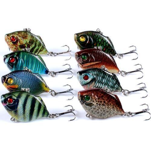 1pcs VIB Fishing Lure 4.5cm/8.8g Artificial Plastic VIB Hard Bait with treble hook Crankbait All Depth Winter Ice Fishing Tackle