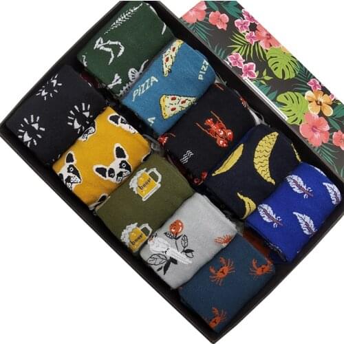 10 Pairs/Pack Unisex Fun Novelty Cartoon Streetwear Funky Kawaii Short Cotton Socks Happy Women Men Winter Warm Funny Cute Socks