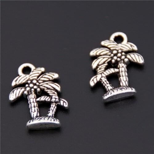 10pcs Silver Color Coconut Tree Charms Hawaii Beach Jewelry Findings DIY Acceaaories A2439