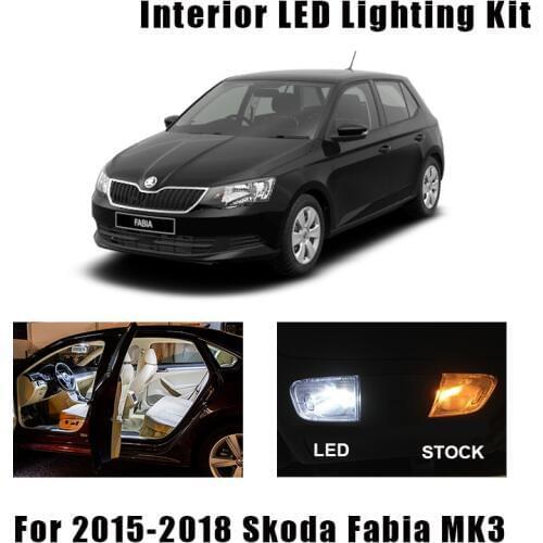 13pcs White Error Free Car LED Interior Light Kit Fit For 2015-2018 Skoda Fabia 3 MK3 MK III Combi Map Dome Cargo Glove Box Lamp