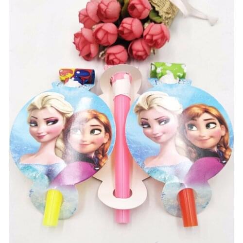 6pcs Frozen Elsa and Anna Funny Whistle Children Birthday Party Supplies Blowout Baby Birthday Party Supplies Set