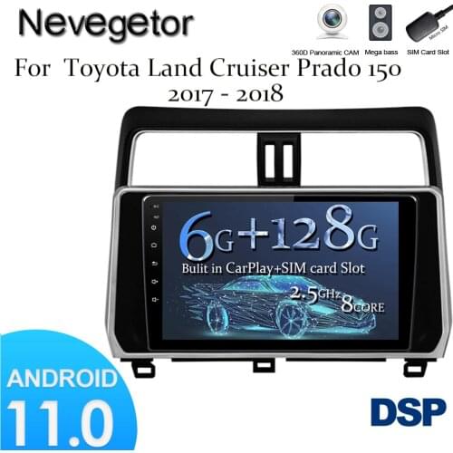 2 Din Car Radio Multimedia Android 11 Video Player Navigation GPS For Toyota LAND CRUISER PRADO 2018 2019