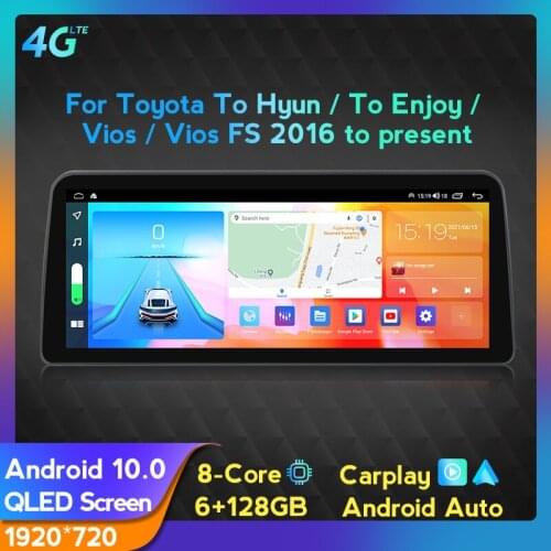 12.3 inch DSP Android 10.0 For Toyota Hyun/Enjoy/Vios/Vios FS 2016 - 2021 Car Radio Multimedia Player 4G LTE 5GHz WIFI BT