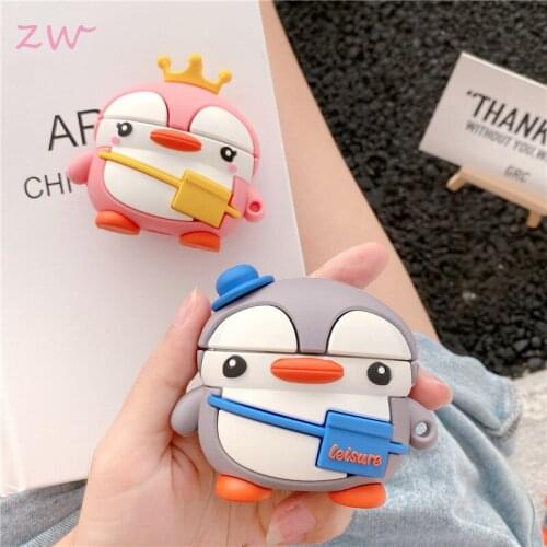 Lovers cartoon 3D penguin AirPods Pro Apple 2/3 Bluetooth headset Cover cute cartoon anti - fall soft shell for women