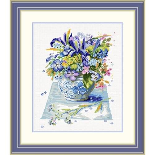 Fishxx Home Hand Embroidery B1544 Celadon Vase Cross Stitch Kit Decorative Painting