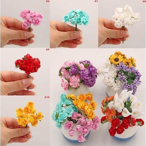 Handmade Fake Purple Lavender Bouquet Sunflower Calla lily Doll Decor Artificial Flowers For Doll House Carnation Rose 10 Styles