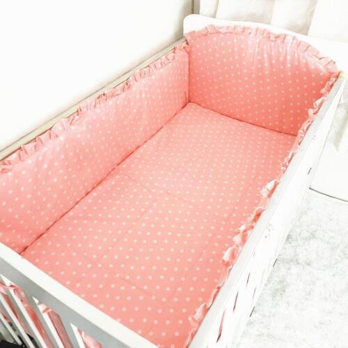 6PCS Pink Crib Bumper Baby Bedding Cot Kit Babies infants Newborn Baby Linen Baby Crib Set (4bumpers+sheet+pillow cover)