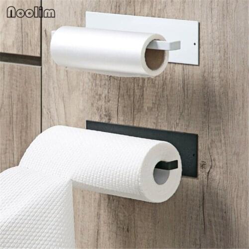 Carbon Steel Kitchen Roll Paper Holder Towel Hanger Wall Mounted Tissue Rack Cabinet Bathroom Rag Shelf Hanging Cling Film Stand