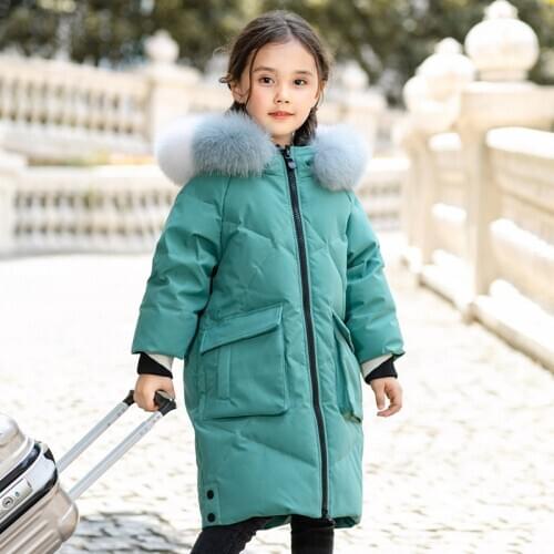 Hooded Real Raccoon Fur Girls Winter Coat 5-14 Years Kids Teenage Girl Outerwear Parka New 2020 Winter Down Jacket For Girls