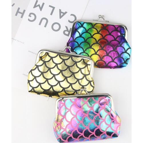 M149 Cartoon Coin Purse For Women Fish Scale Pattern Colorful Hasp Money Bag Women Girl Gift Wholesale